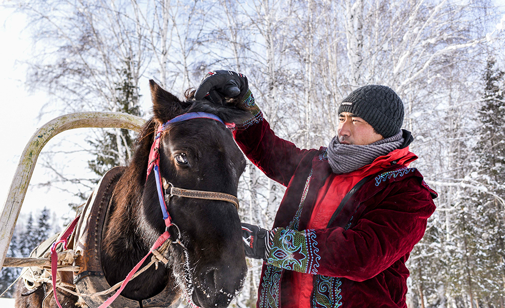 “马的士”驰骋在新疆雪乡